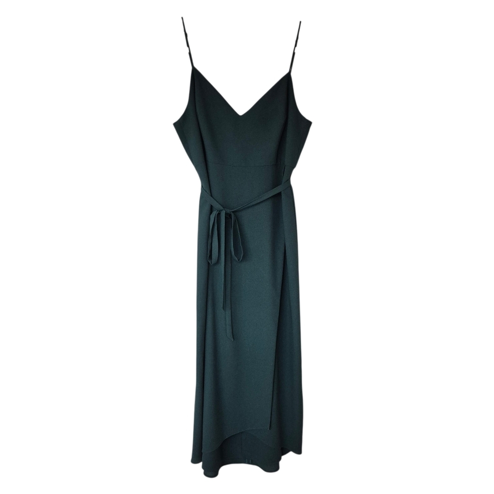Park & Fifth Abbot Wrap Front Dress Dark Forest Green Color - Picture 3 of 9